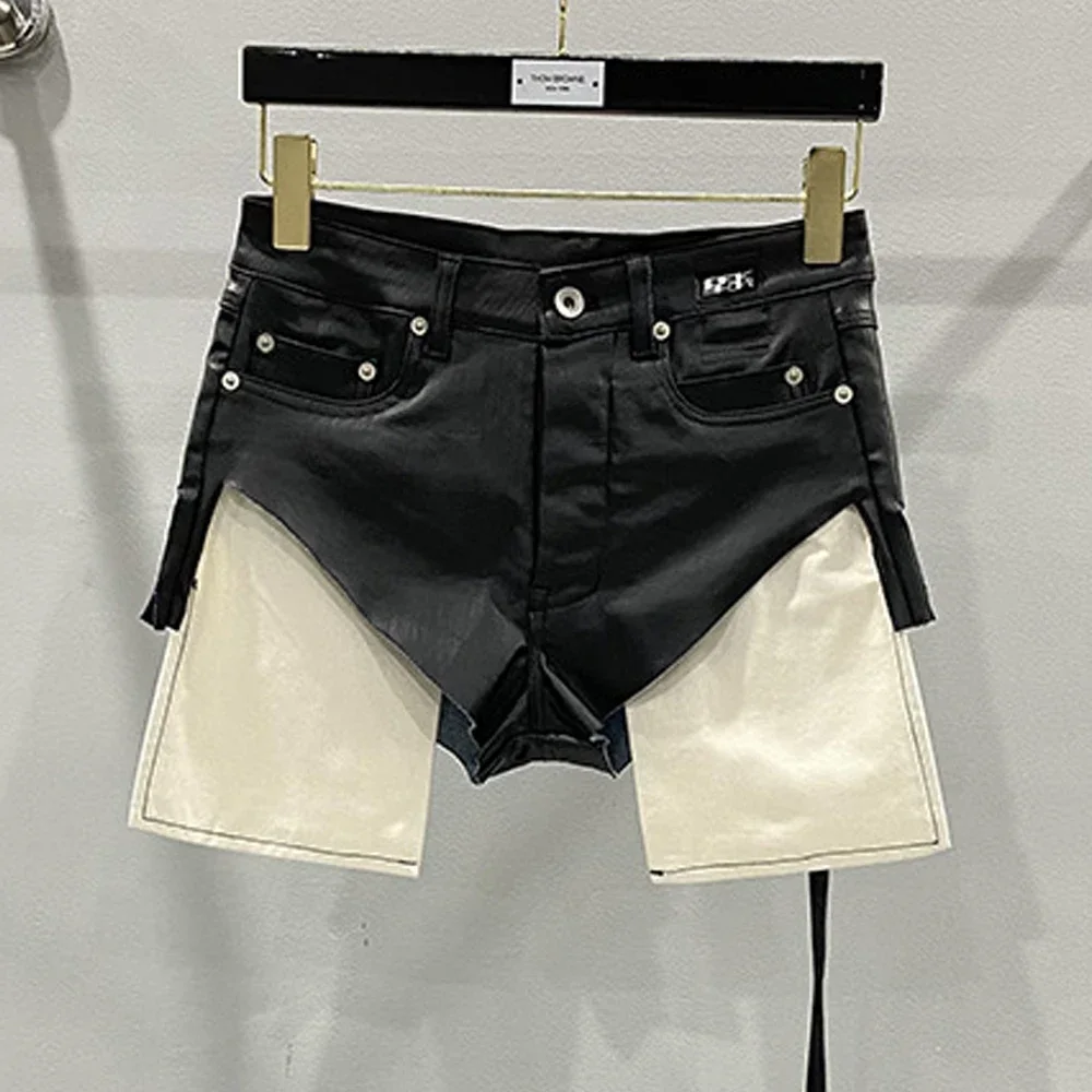 TIFICY Female Internet Celebrity Style Shorts Ultra Short Coating Denim Triangle Large Pocket Sexy Women's Short Pants Black