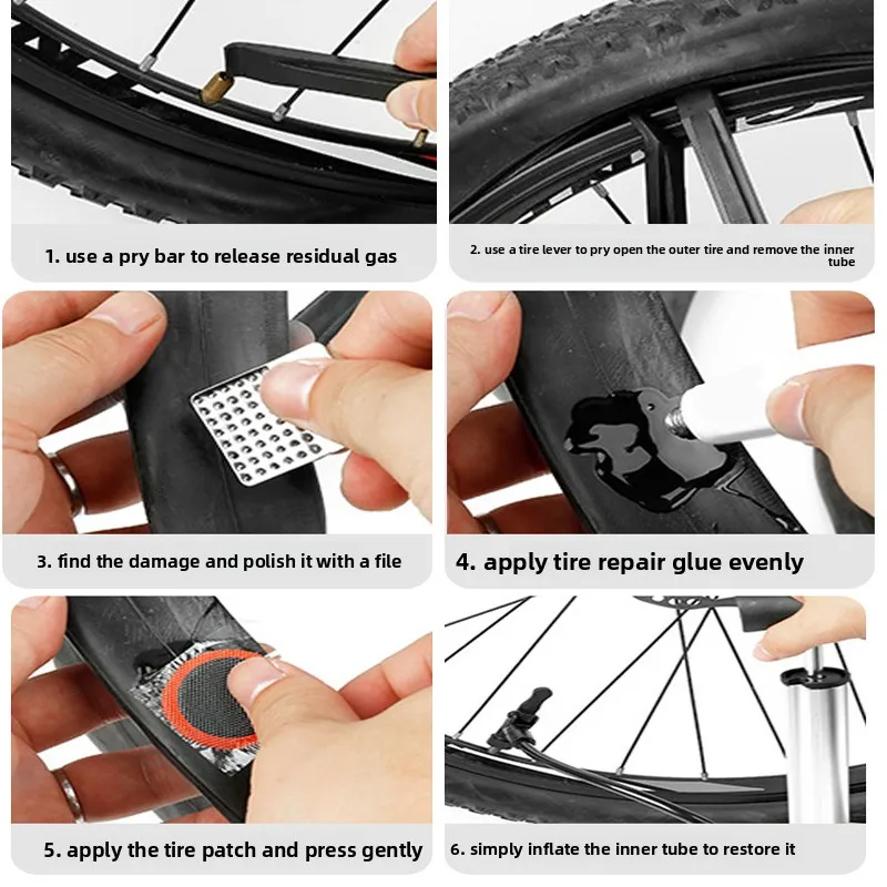 Bike Tire Repair Kit - Essential Tool for Cyclists with Patches, Metal Rasps, Tire Levers & Glue for On-the-Go Repairs - view 6