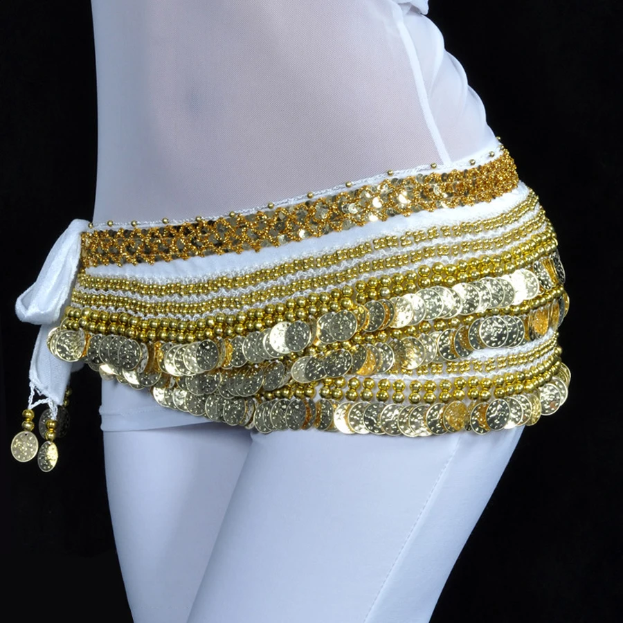 2022 Belly dance costume clothes indian dance belt bellydance waist chain hip scarf women girl dance with 248 gold coin 10 color