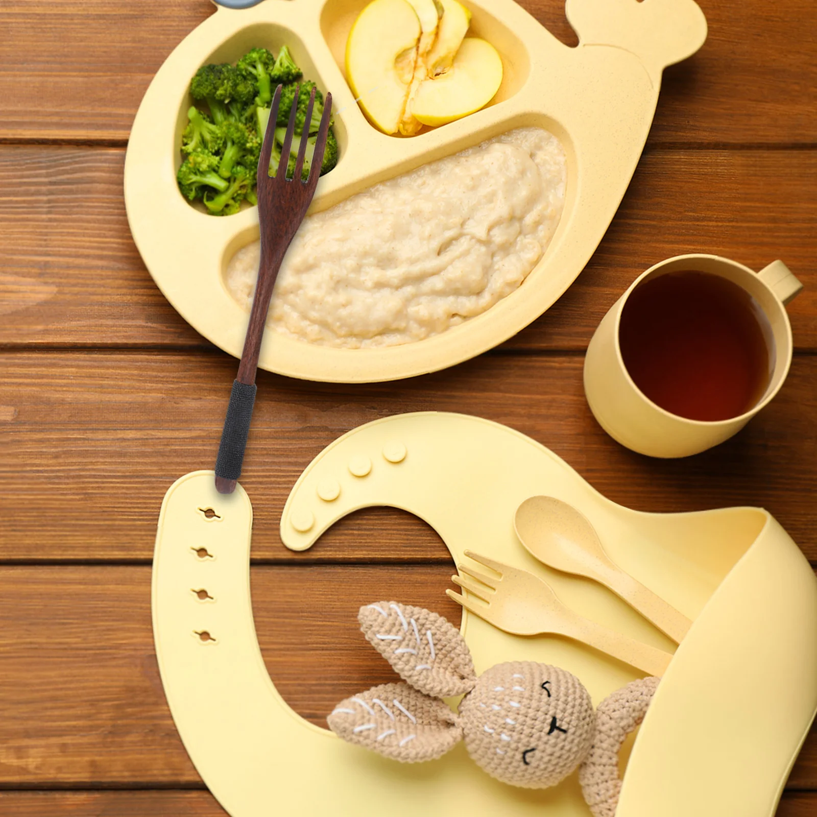 

5Pcs Children Wood Forks Japanese Style Handmade String Wrapped Handle Natural Wooden Eating Utensils Dessert Salad Snack