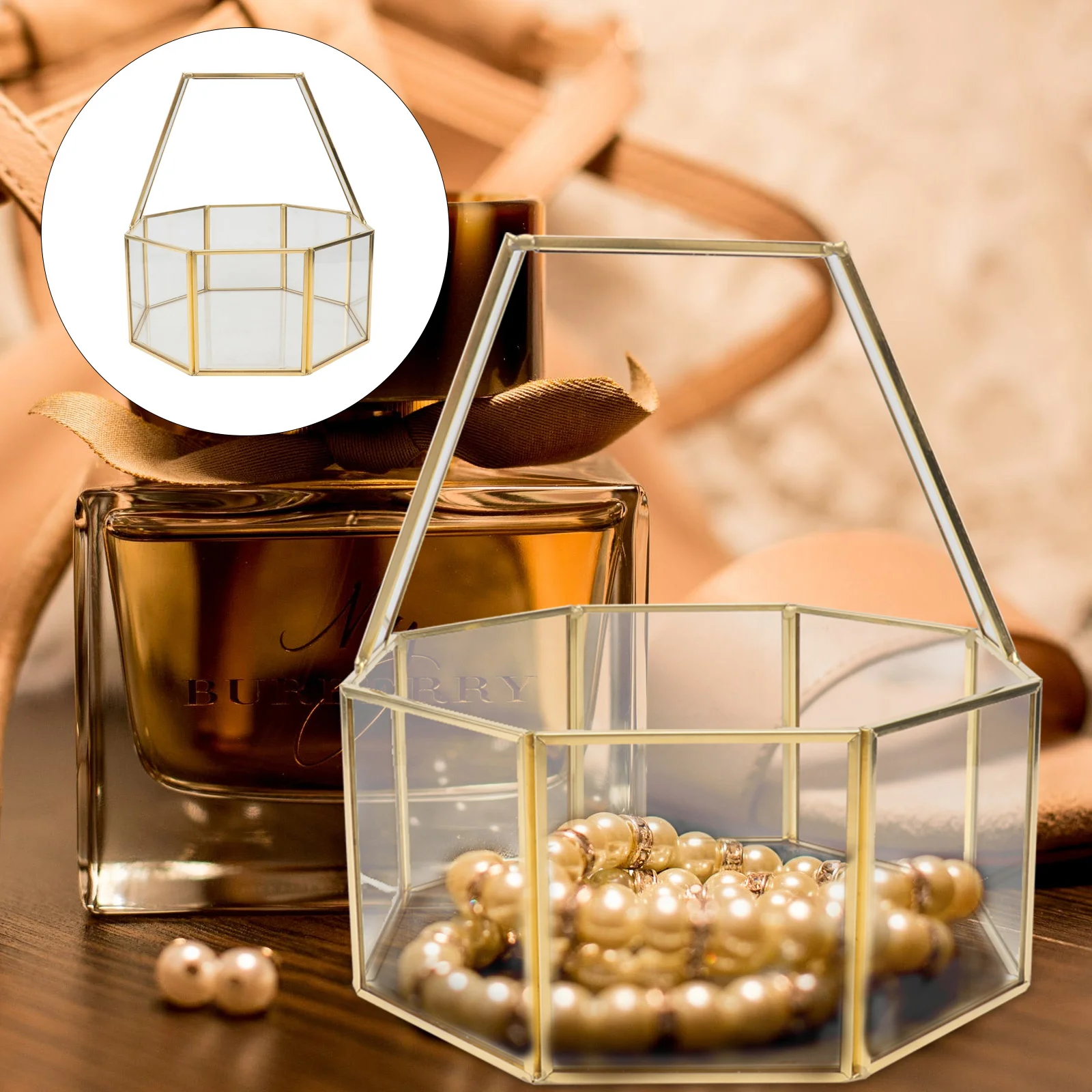 

Clear Makeup Organizer Glass Jewelry Box Gift Candy Holder Earrings Case Home Decor Wedding Supplies