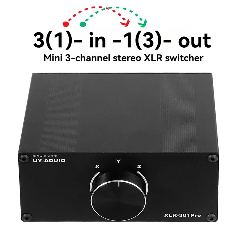 FORW-XLR 3-Male 1-Female 3-Way Stereo Audio Switcher 3 In 1 Out Or 1 In 3 Out Passive Splitter Box Selector