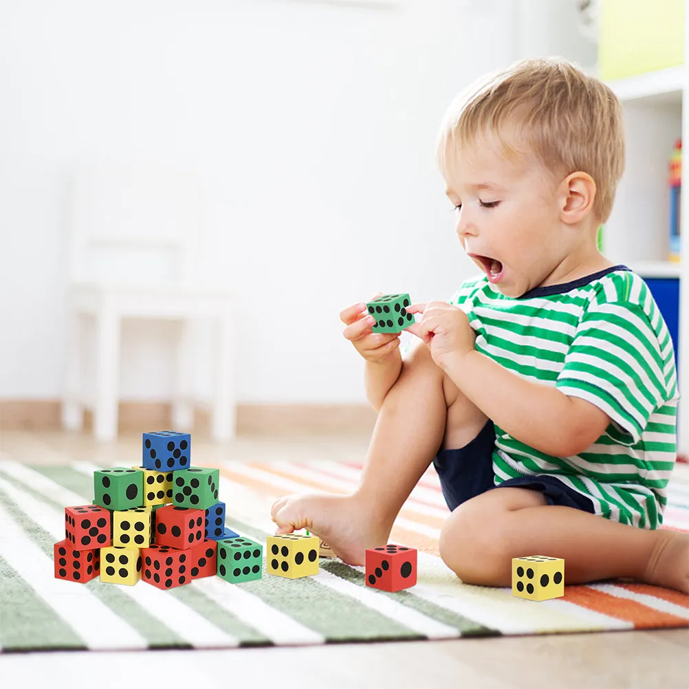 12pcs Colorful Foam Dice for Party Games, Math Learning, Kids Entertainment & Decor – Lightweight Fun Props