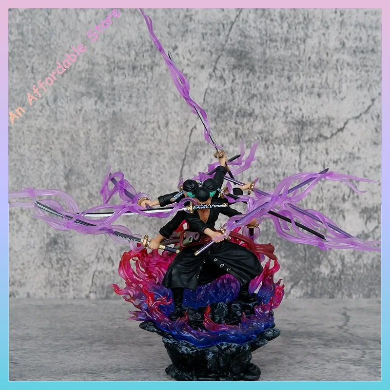 

39cm One Piece Roronoa Zoro Anime Figure Gk Three Heads And Six Arms Nine Knives Flow Ashura Pvc Action Figurine Model Toys Doll