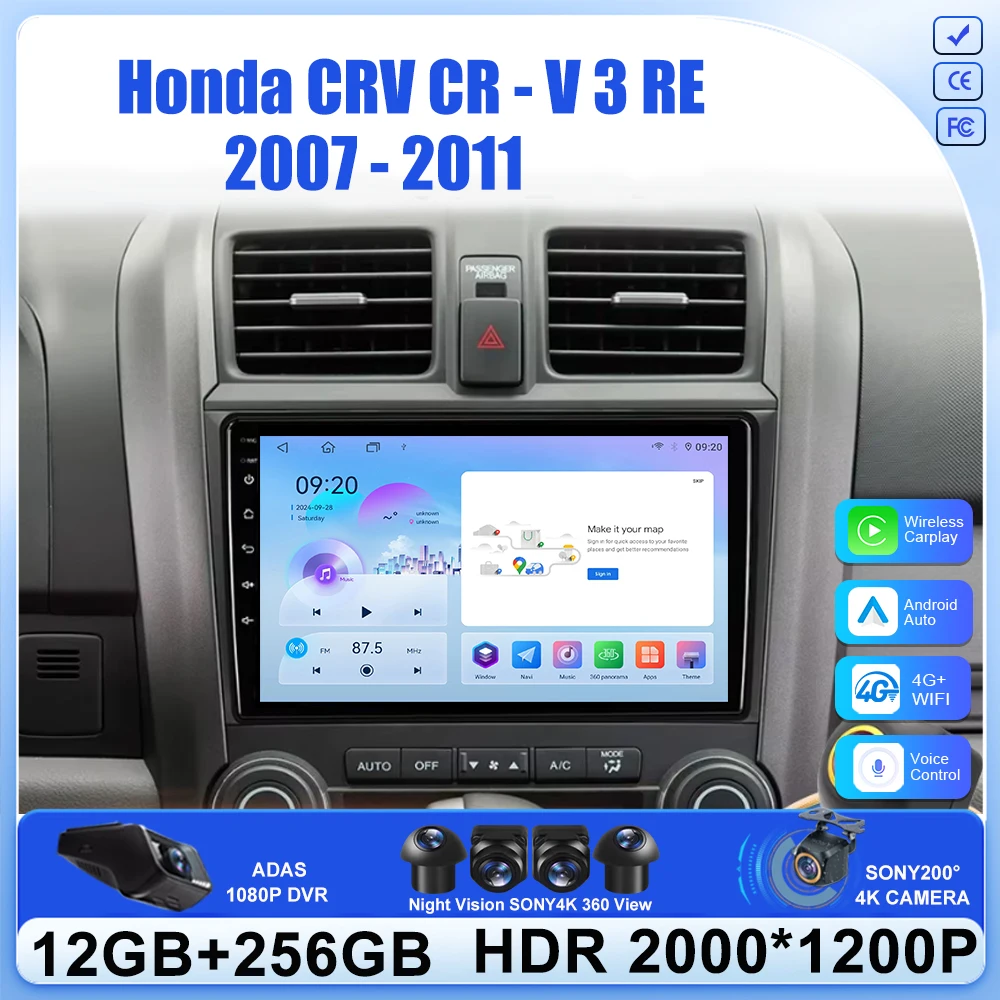 

Car Screen Android 14 For Honda CRV CR - V 3 RE 2007 - 2011 Car Radio Stereo Head Unit Automotive Multimedia Bluetooth 5G Wifi