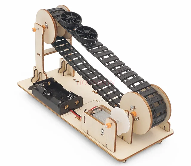 madeira eletrica transportador transporter belt modelo faca voce mesmo kit materiais educacao cientifica montado stem toy fisica de 01