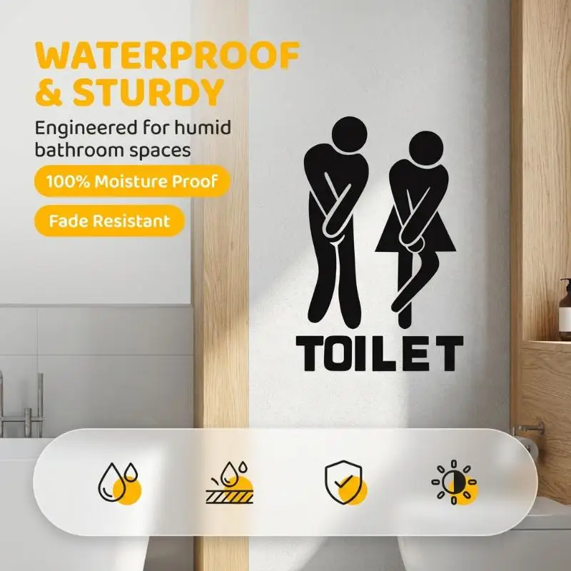 Removable Waterproof WC Sticker Durable PVC Self Adhesive Toilet Indicating Wall Sticker Universal Fun Sticker