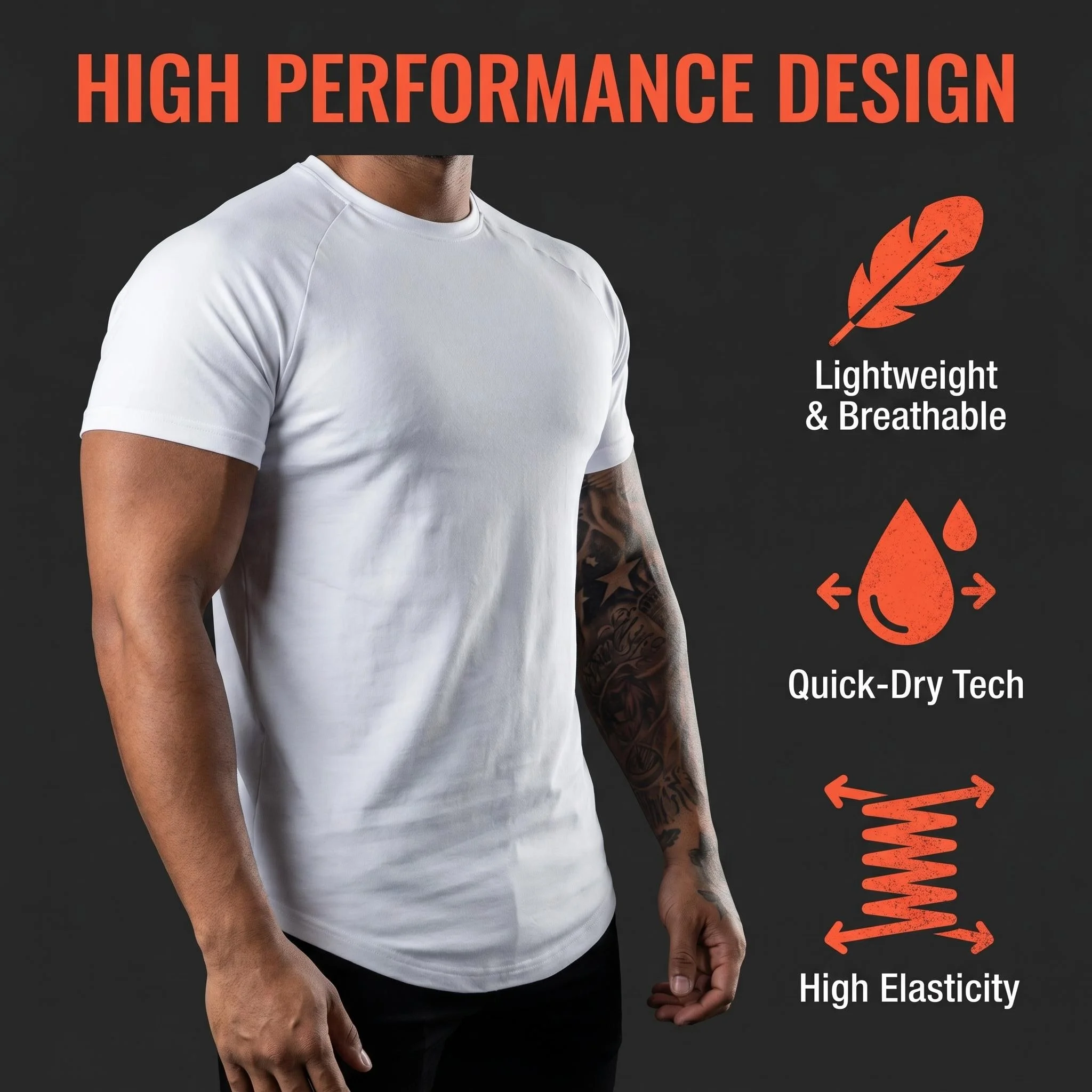 Men Slim Fit Compression Shirts Cotton Elastane Short Sleeve Tees Stretch Breathable Athletic Tops for Gym Running Training Work view 3