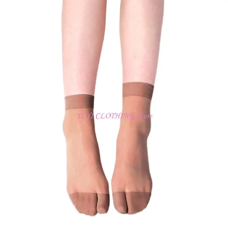 

N5KF Thin Socks Stretch Breathable Mesh Antisnag Invisible Split Toe Flop Sheer Ankle High Socks for Women