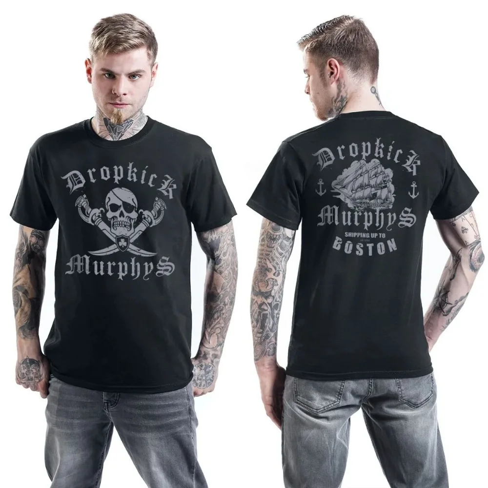 Pirate Skull Sailing Vessel Print Men T‑Shirt Gothic Punk Loose Short Sleeve Tops