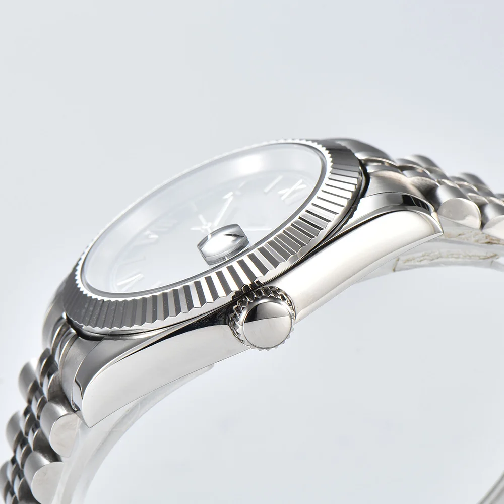 นาฬิกาสเตนเลสเคสกระจกแซฟไฟร์สเตนเลสนาฬิกากลไกอัตโนมัติมี NH35นาฬิกาข้อมือสำหรับผู้ชายขนาด41มม. นาฬิกากันน้ำปรับแต่งได้ NH35