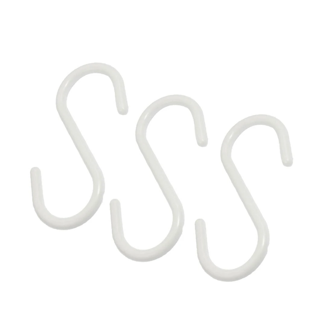 AT84-3 Pcs White Plastic S Shaped Hanging Hooks Scarf Apparel Hangers