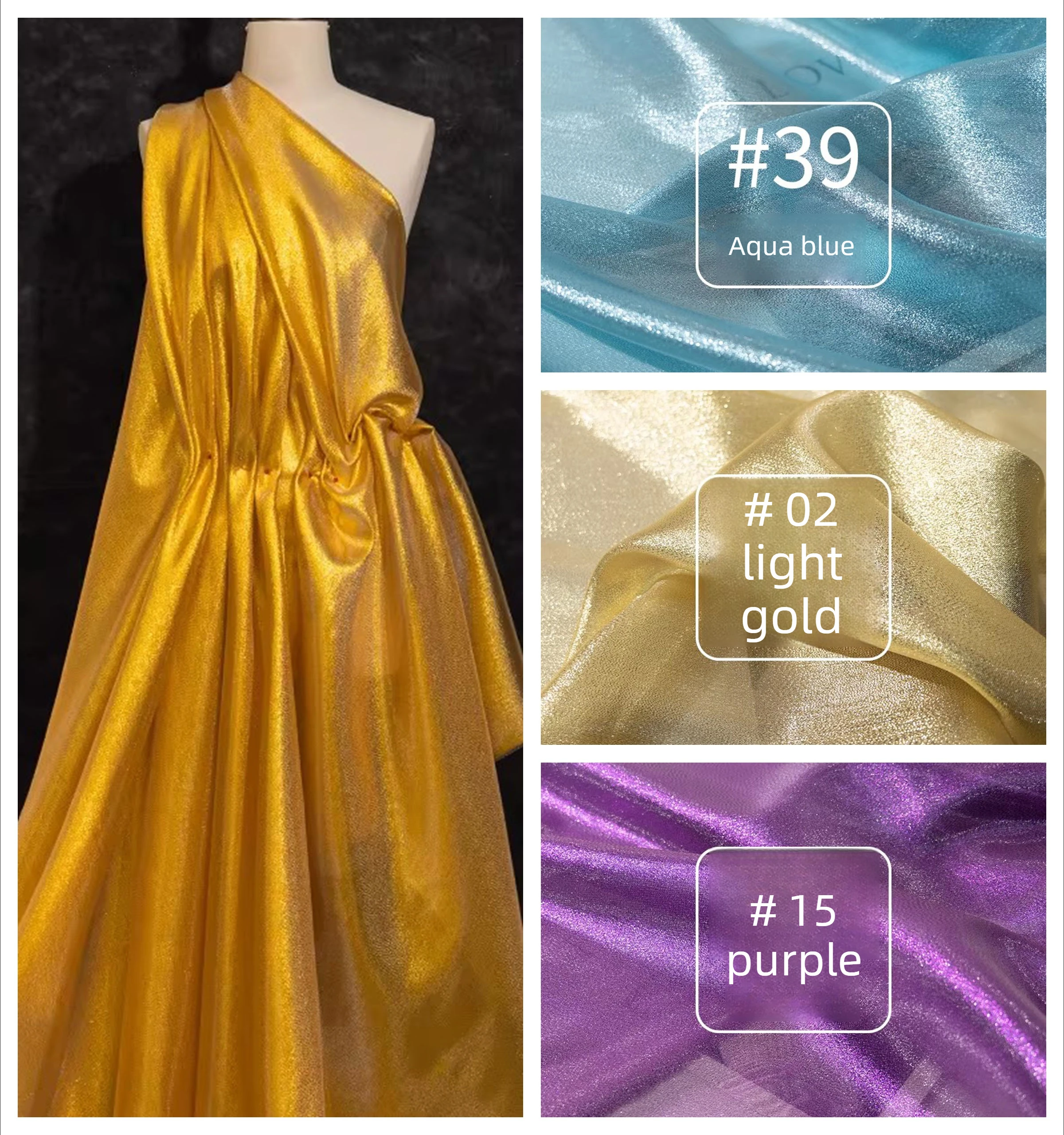 Thin Bright Thread Glitter Fabric By The Meter for Stage Clothing Dresses Skirts Handmade DIY Sewing Designer Cloth Gold Silver