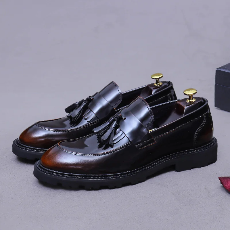 

Danielwolf 25871 Мужские лоферы из натуральной яловой кожи, блестящая повседневная обувь в британском стиле