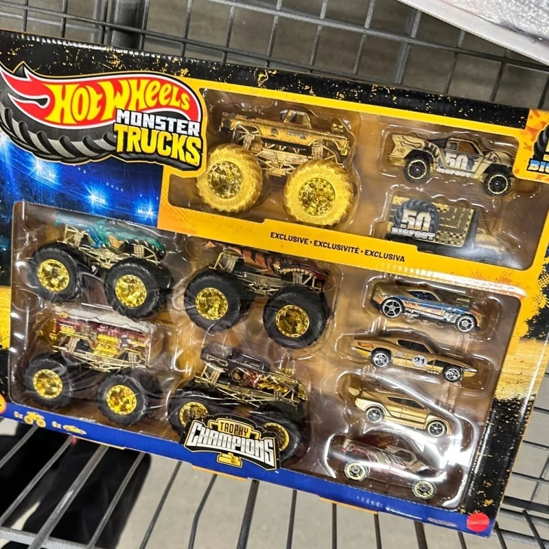 Hot Wheels Monster Trucks 50th Anniversary Commemorative Set Tiger Shark Diecast Toy Car Model Kids Bigfoot Exclusive Collection