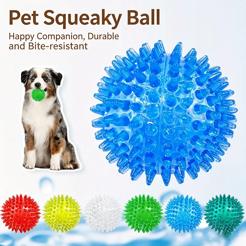 Bola de Brinquedo para Cães de TPR com Espinhos, de Alta Elasticidade, com Som, Resistente a Mordidas, Indestrutível, para Limpeza de Dentes Molares, Interativa, para Brincadeira Autônoma e Alívio do Tédio