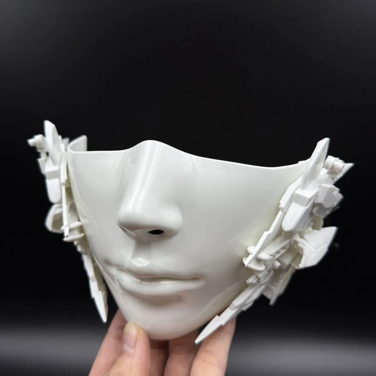 3D Printed Mecha Half Face Mask Robot Cyborg Cosplay Costume Prop for Music Festival EDM Rave Concert Party