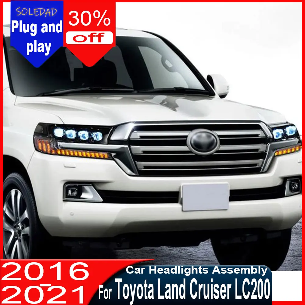Car LED Headlight Assemblies For Toyota Land Cruiser 2016 2017 2018 2019 2020 2021 DRL Brake Turn Signal Lamp Plug and Play