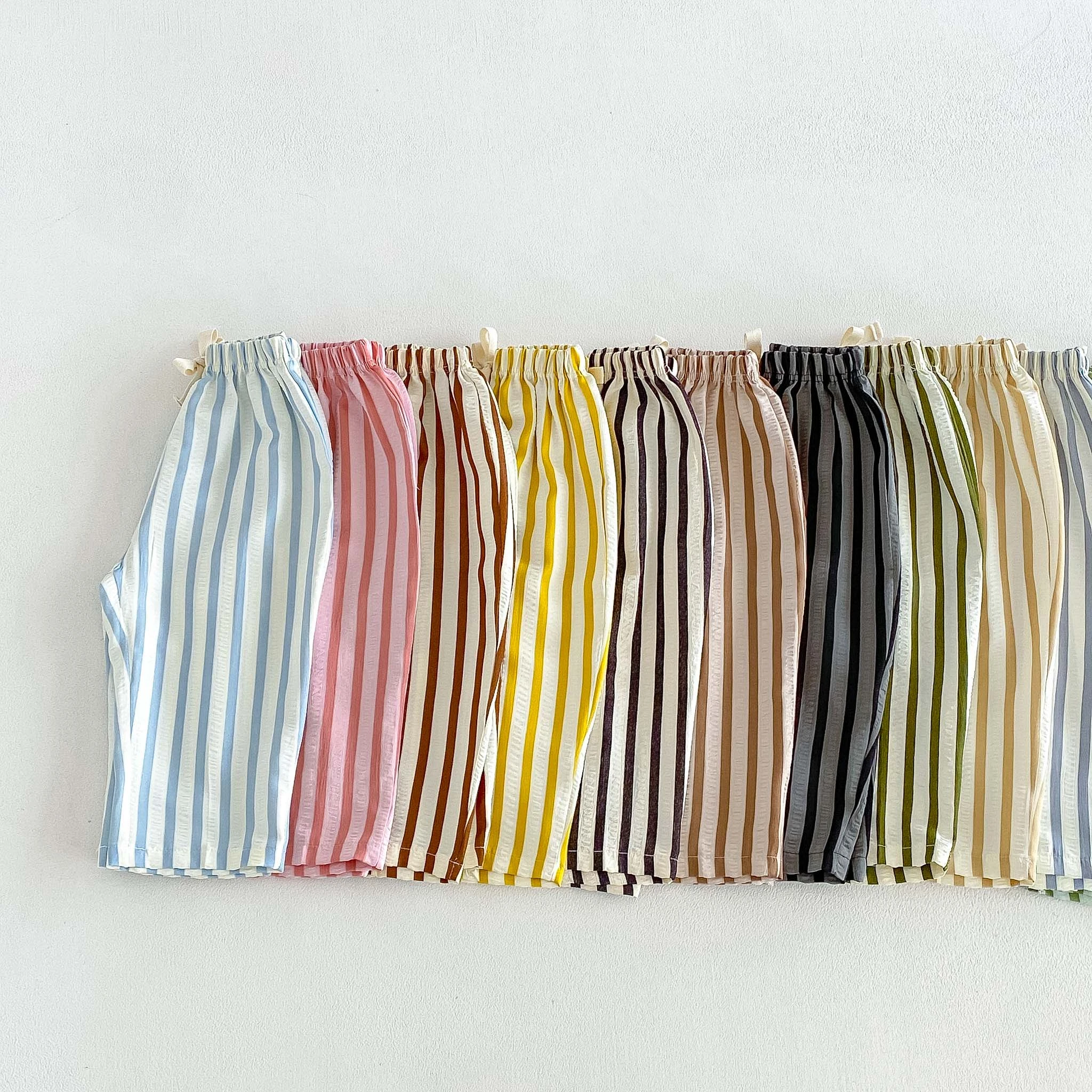 Children Casual Striped Pants Soft Thin Fabric Suitable For Kid Summer Wear Baby Boys Girls 9M-6Y Wear Children Daily Trousers