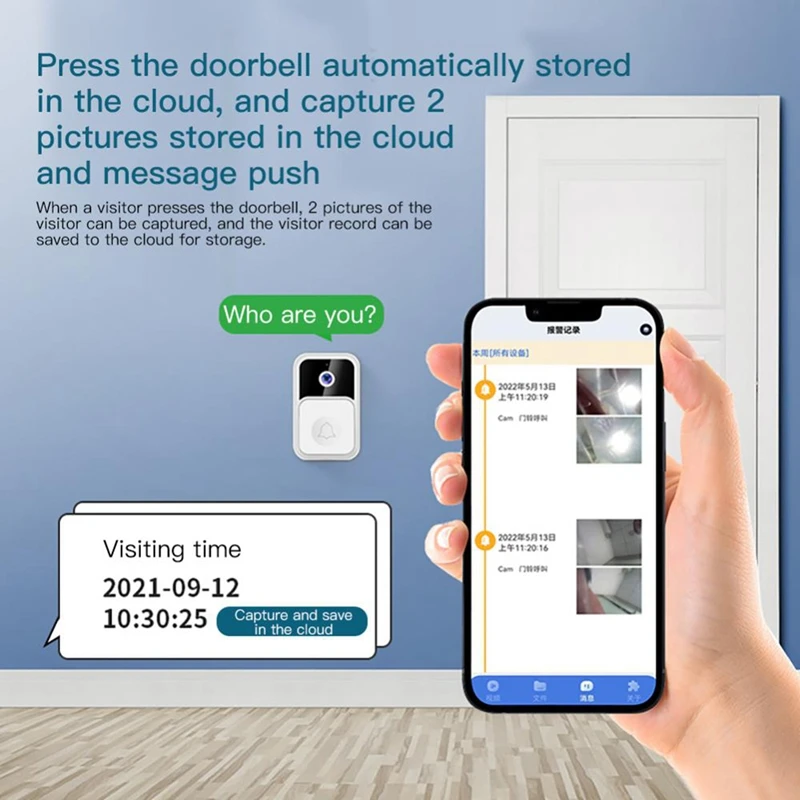 A86G-V9 Wifi Video Doorbell Smart Wireless Door Doorbell Outdoor HD Real-Time Voice Intercom Camera Access Control System