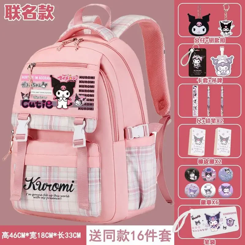 Sanrio tas sekolah anak, ransel anak-anak pelindung tulang belakang ringan kapasitas besar kartun, tas sekolah pelajar Clow M