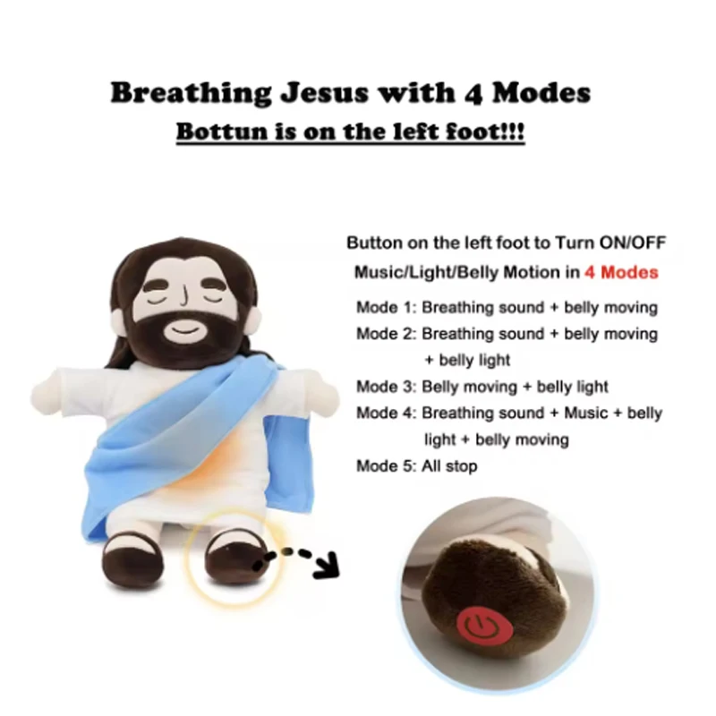 جديد التنفس يسوع تهدئة ألعاب من نسيج مخملي للأطفال لينة مهدئا يسوع بلوشيز مريح يسوع لعبة على شكل قلب هدايا عيد الفصح عيد الميلاد #4