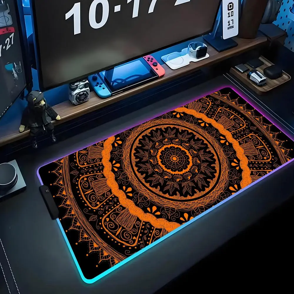 

Mandala art wallpaper Mouse Pad RGB Gaming Mousepad Big LED Pad PC Desk Mat Luminous Mouse Pad Large Keyboard Mats Table Rug