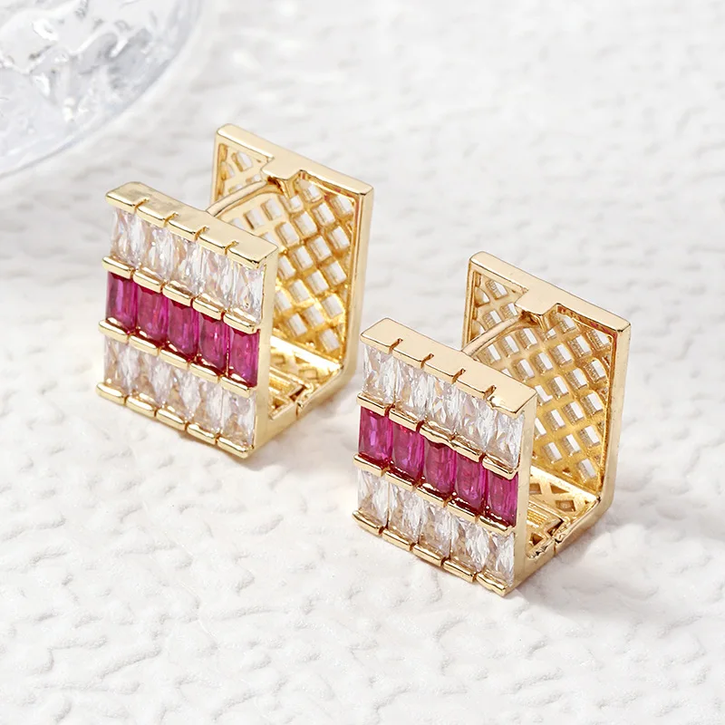 

SENYU позолоченные квадратные геометрические серьги-кольца с кубическим цирконием, высокое качество, женские ювелирные изделия с цирконием, роскошные свадебные серьги, подарок на вечеринку