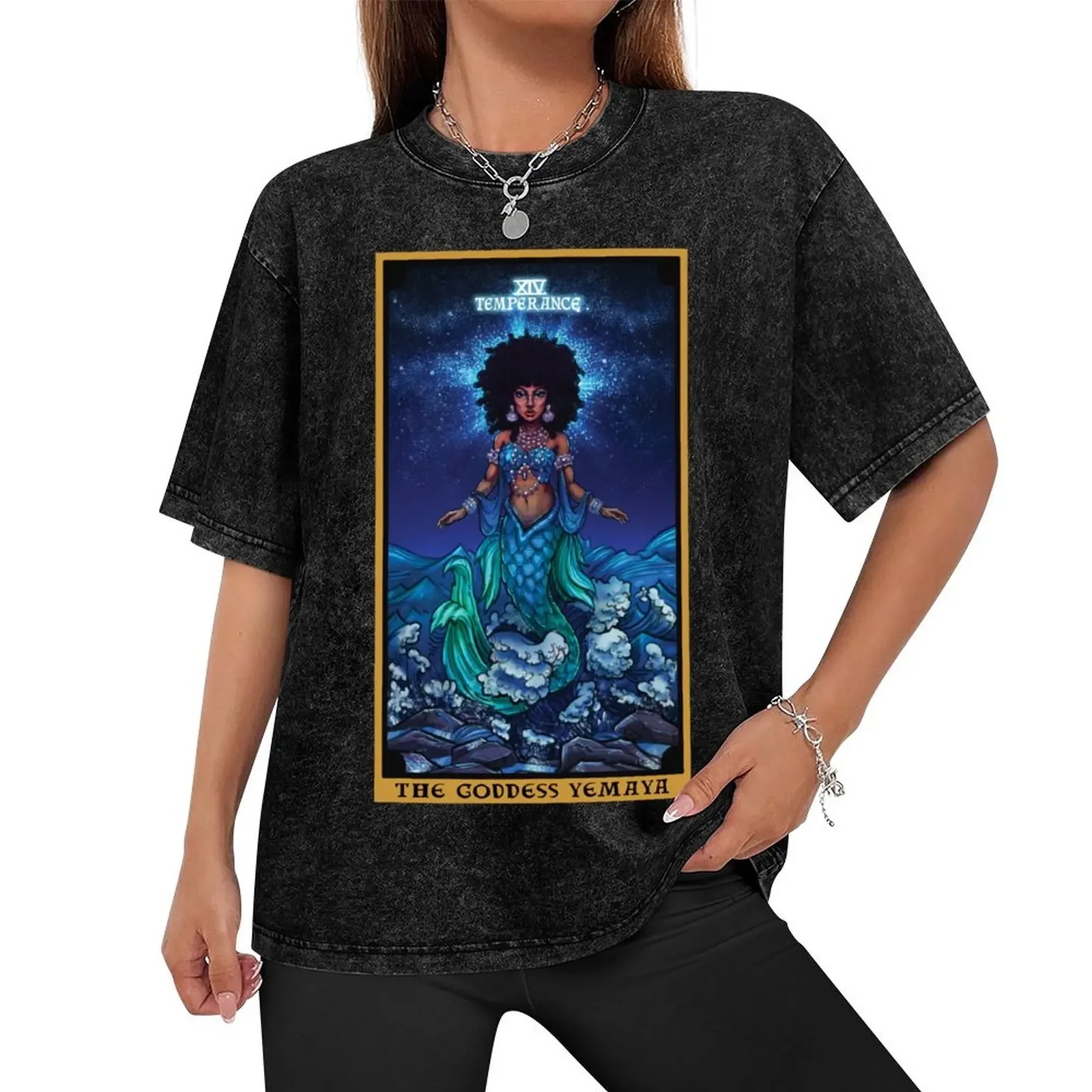 The Goddess Yemaya Temperance Tarot Card T-Shirt anime tshirt oversized graphic tee plain white t shirts men