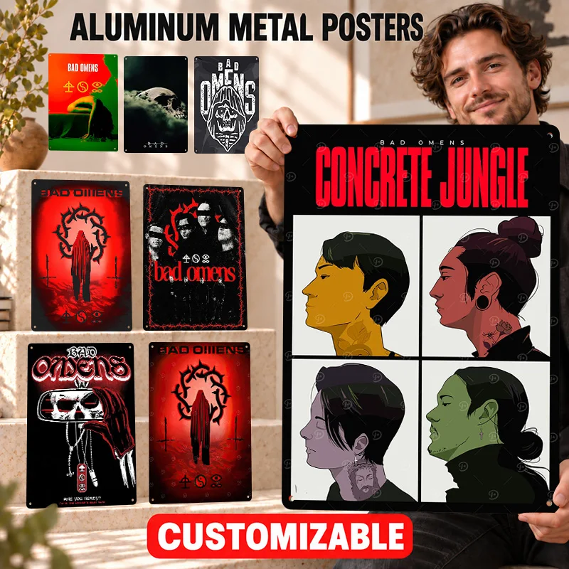 Bad Omens Aluminum Posters Aggressive Stage Design Entertainment Room Wall Art Personalized Metal Sign Thoughtful Fan Keepsake