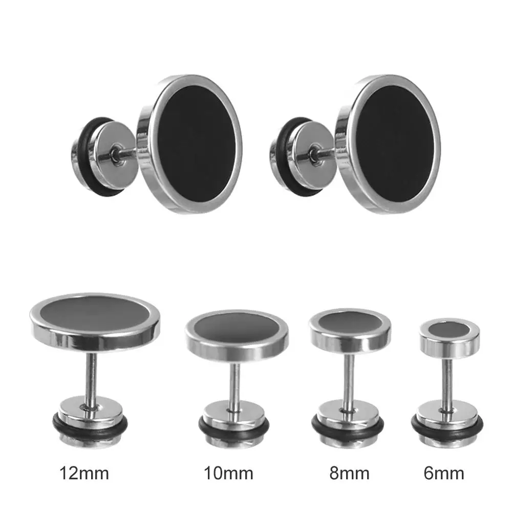 Cool Korean Style Round Black Stud Earrings Street Wear Oil Drip Hip Hop Earring Hip Hop Solid Color Fashion Stud Earring Men