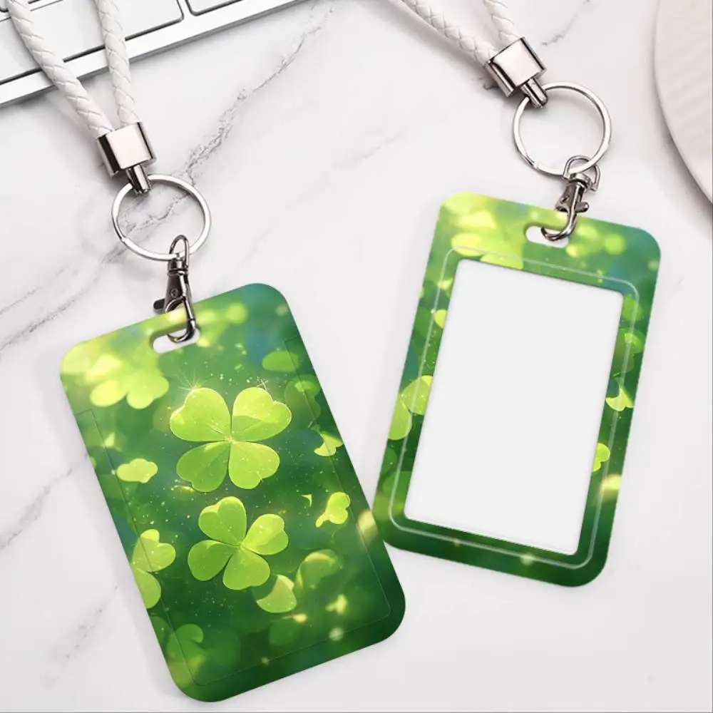 Fresh Green Clover ID Card Holder Plastic Badge Case Holds 2 Cards For Doctor Nurse Student Staff ID Bank Access Card