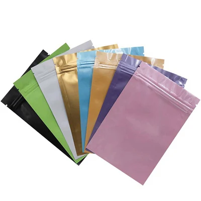 100Pcs  9 Colors Mini Ziplock Baggie Aluminized Recyclable Bags Mini Plastic Bags Pink Zip lock Jewelry Storage Bag With Zipper