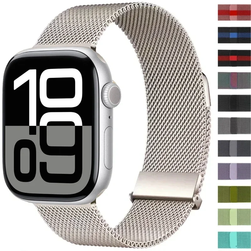 Milanese Magnetic สําหรับ Apple Watch 10 9 8 7 46 มม.45 มม.41 มม.42 มม. 2 49 มม.สร้อยข้อมือ iWatch 6 5 4 3 SE 44 มม.40 มม.เข็มขัด