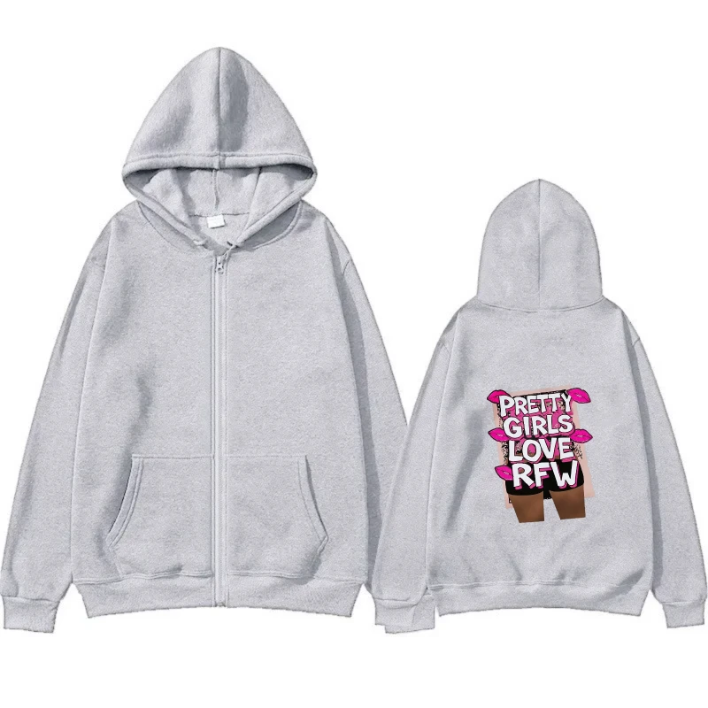 Men's Hooded Jacket Black Pretty Girls I Love RFL Printed Pattern Casual Streetwear Hoodie for Daily Wear and Outdoor Activities