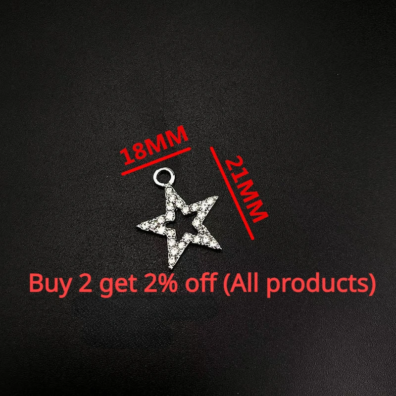 WZNB 10Pcs Crystal Stars Frame Charms Pentagram Alloy Pendant for DIY Jewelry Making Handmade Earring Necklaces Diy Accessories