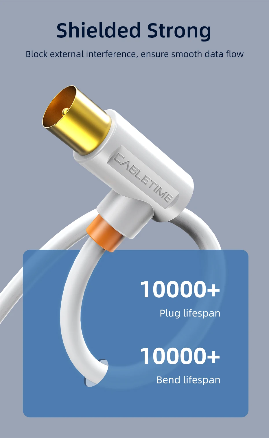 CABLETIME TV-Kabel 90 GradTV-Leitung Satellitenantenne Hochwertiges Kabel 1080P M/M 3C2V-Kabel für HD-Antenne TV STB Video Line – Detail 7