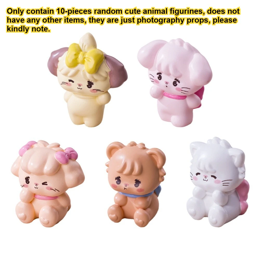 10 Pieces Random Cute Resin Animal Figurines Desk Decoration Miniatures Aesthetic Tiny Ornaments Dollhouse Accessories