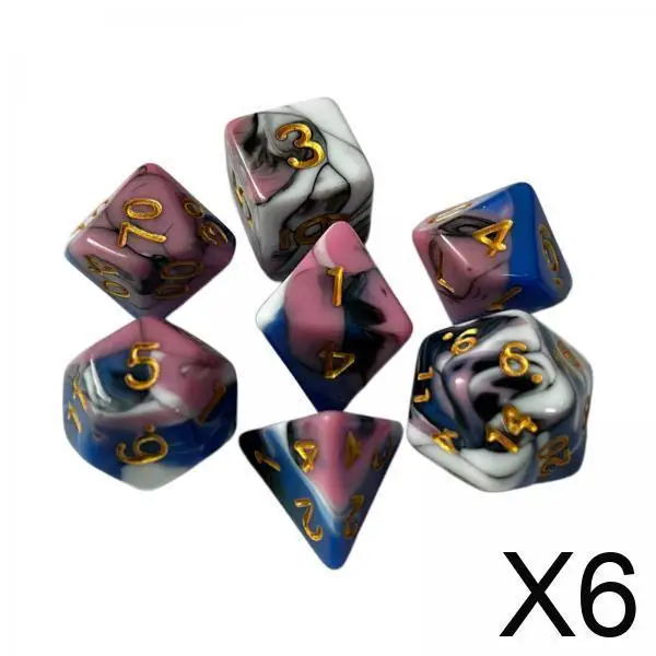 ชุดลูกเต๋าอะคริลิกทรงหลายเหลี่ยมสำหรับเล่นเกมบทบาทสมมติ ลูกเต๋าหลากสีสำหรับเกมในแก้วและงานปาร์ตี้