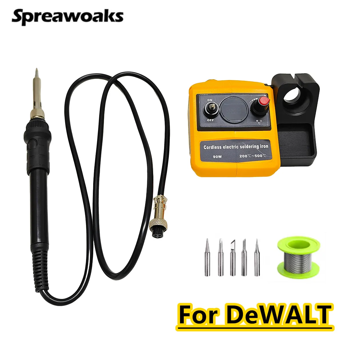 

Cordless Electric Soldering Iron 200-500℃ Adjustment Welding Gun Torch Repair Power Tool With 5 Tips For DEWALT 20V Battery