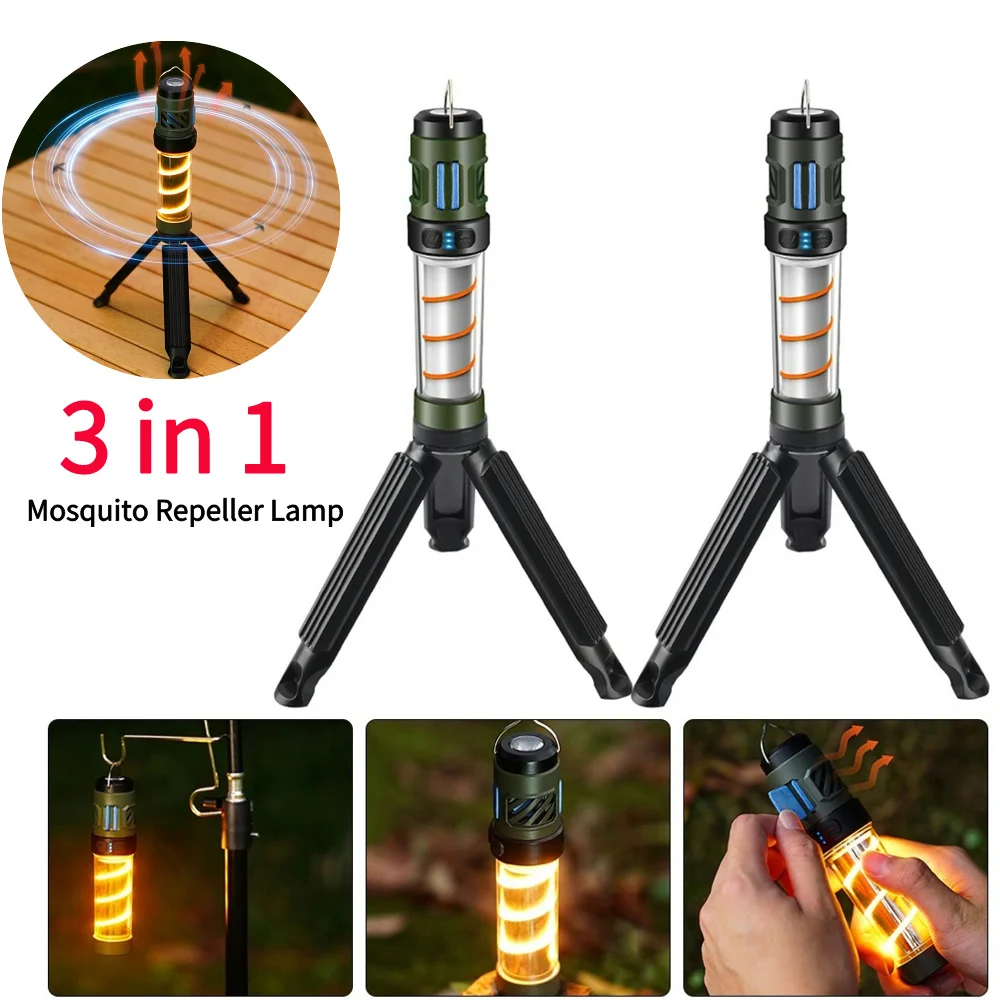 3 in 1 Camping Lantern USB Rechargeable Camping Light with Triangle Bracket Telescoping Tripod Outdoor Light for Outdoor Camping