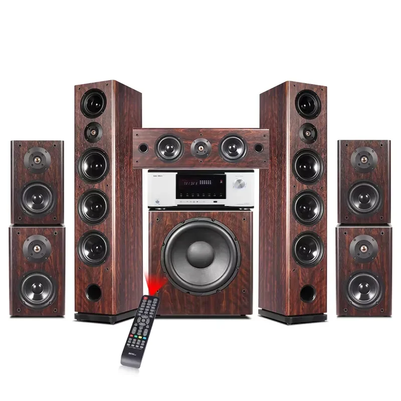 2026 7.1 Tower Home Theater System Surround Sound Wooden Home Theatre System with Digital Amplifier Supporting 3D/8K