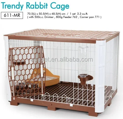 Breathable Metal And Plastic Material Indoor Rabbit Home House Pet Cages With A Drinker Feeder And Pan