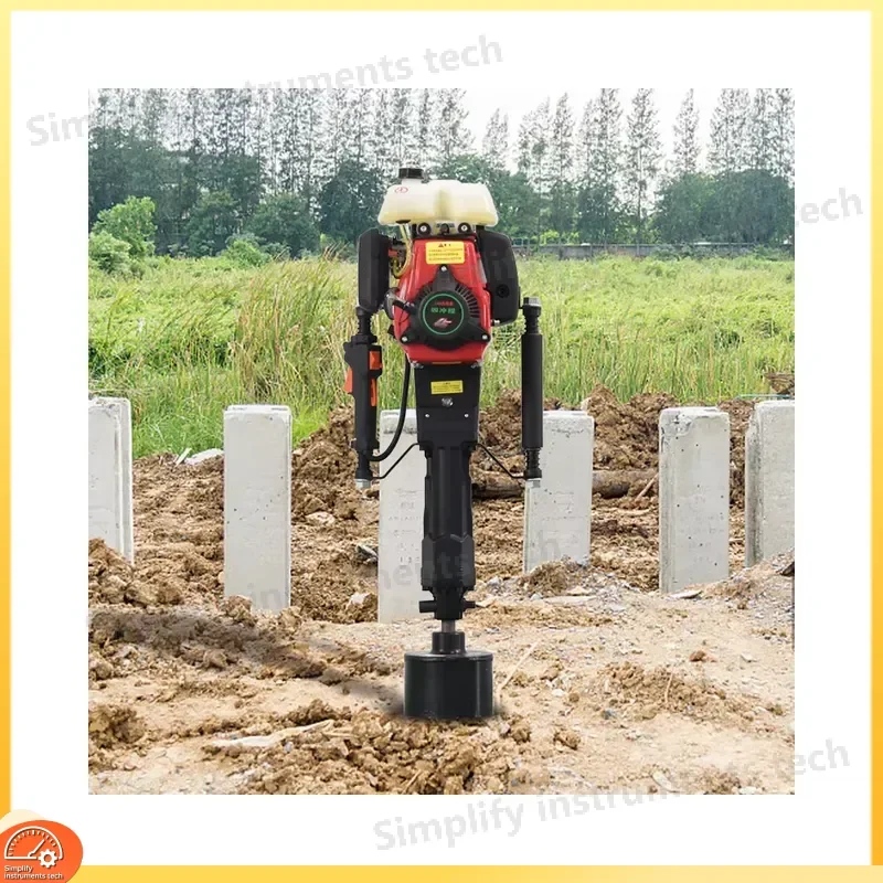Portable Post Driver Pile Hammer Handheld Earth Auger Fence Post Hole Digger Engine Powered Ground Drill for Garden