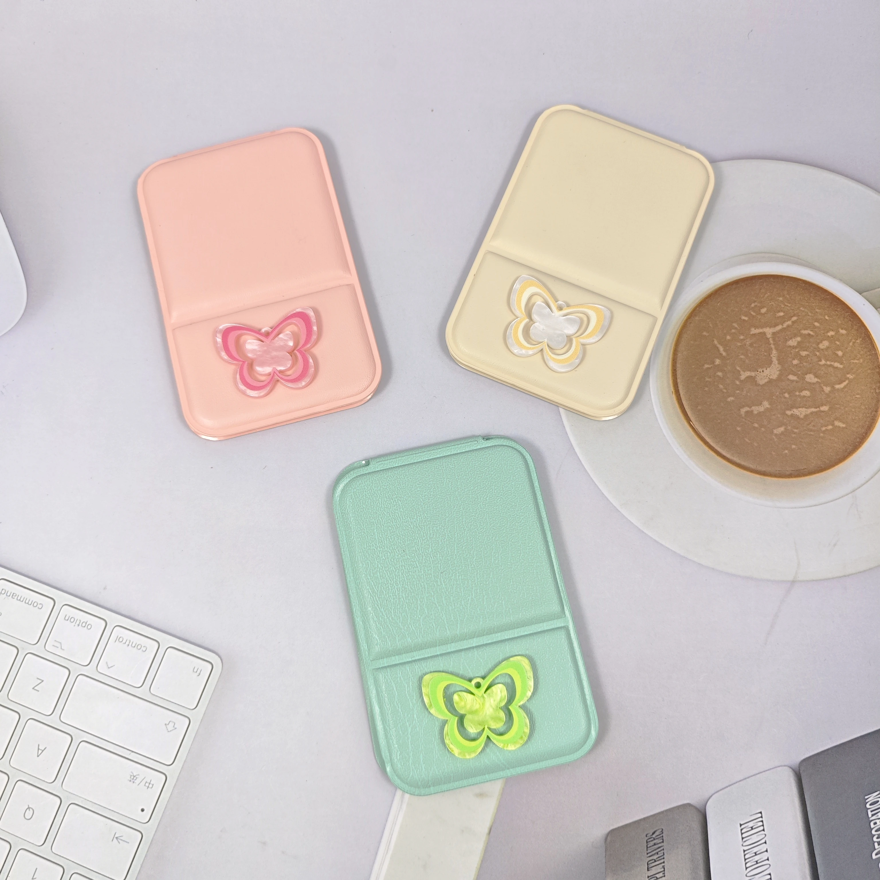 The Six-Petal Flower And Butterfly Makeup Mirror Is A Portable, Foldable, Handheld Desktop, Freestanding Mini Mirror
