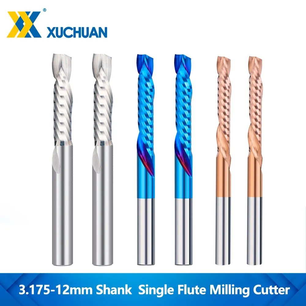 Compression End Mill Single Flute Up Down Cut Milling Cutter 3.175/4/6/8/10/12mm Shank CNC Router Bits Carbide Cutting Tools