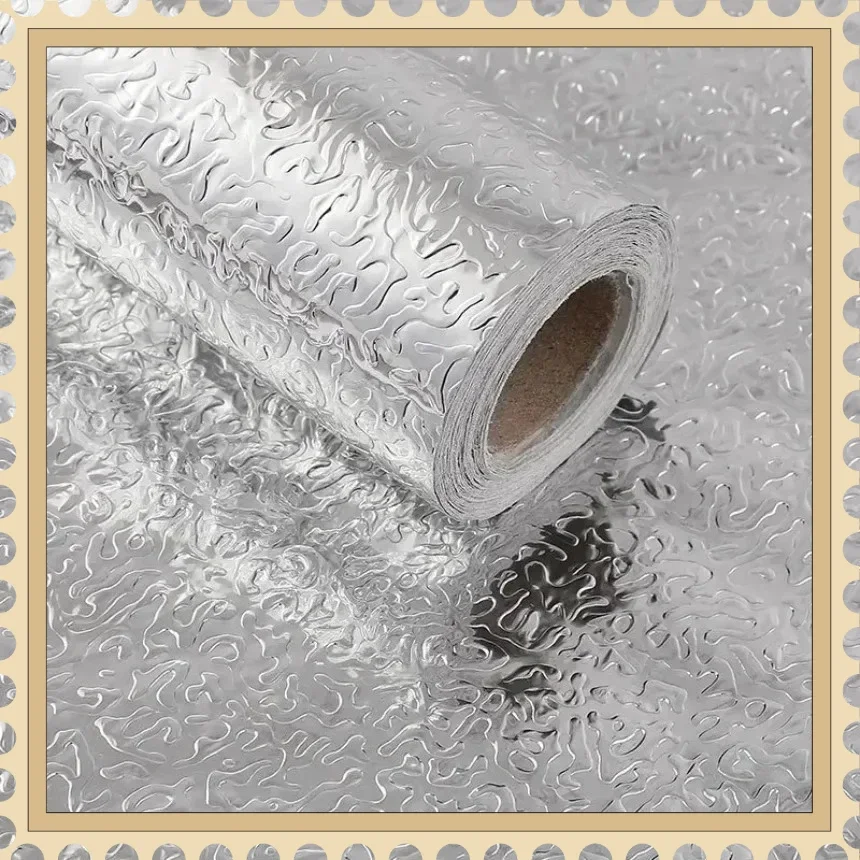 Modern Style Oil-Resistant Decals Kitchen Self Adhesive Aluminum Foil Stickers Waterproof Kitchen Stove Sticker Wallpaper
