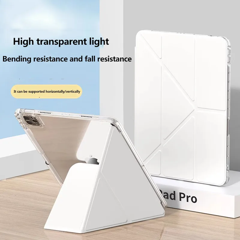 

High HD Transparent Acrylic Tablet Case For Xiaomi Pad 6 6Pro 5 5Pro 11inch Smart Y-Folding Stand Cover With Pen Slot