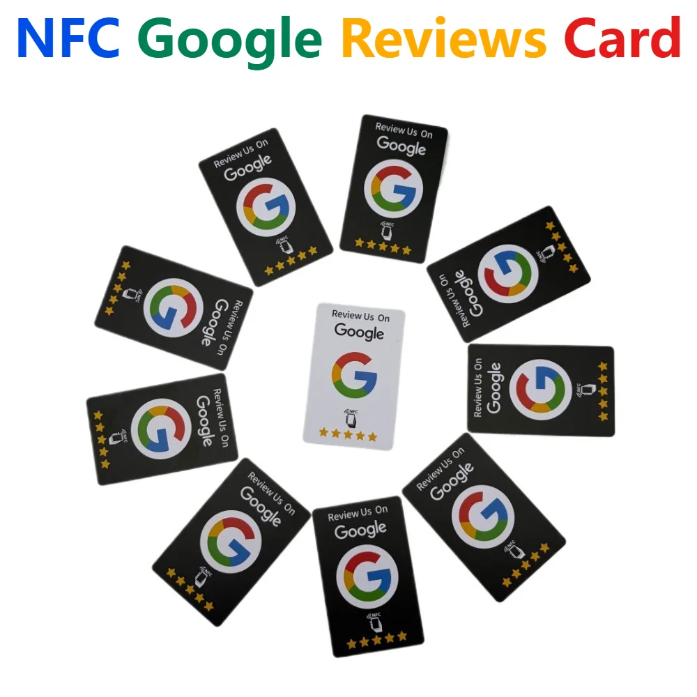 100枚入り、黒と白のnfc-googleレビューカード。再利用可能でプログラム可能なタップカード。サロン、レストラン、小売店での顧客レビューを迅速に取得できます。