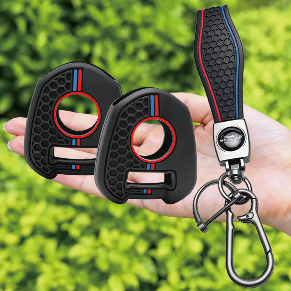 For Honda CB650R CB400 CB500F CB500X CB300R CBR600RR CBR1000RR silicone motorcycle key fob cover with clasp strap and carabiner